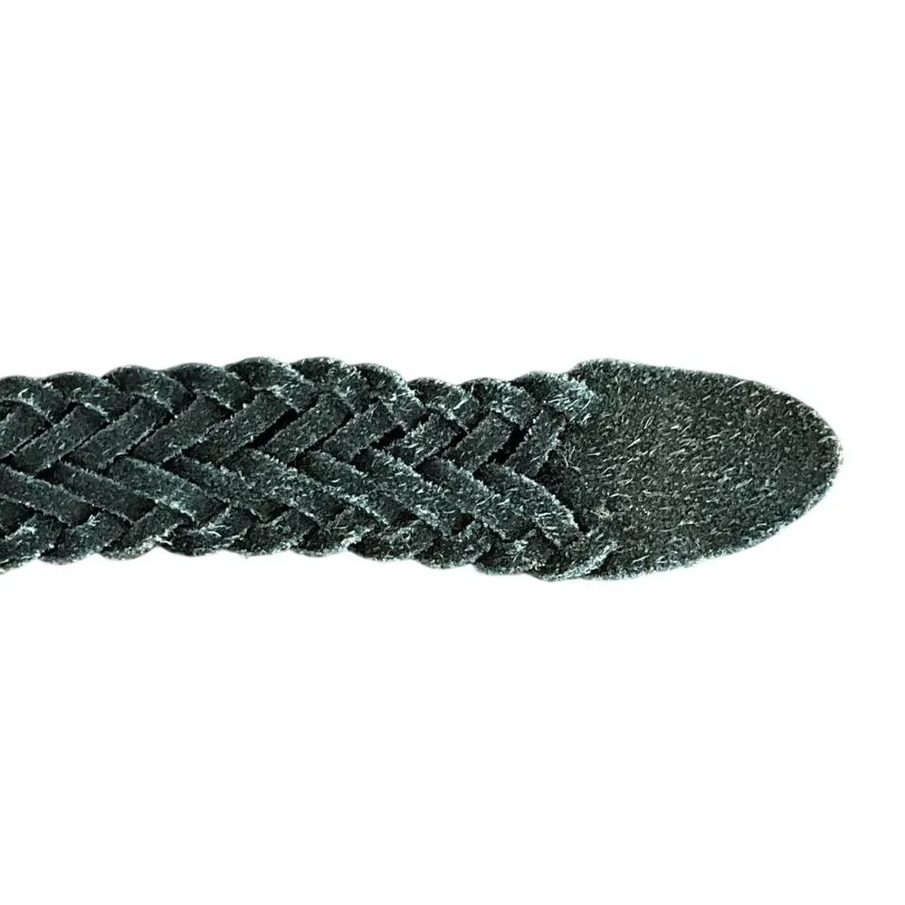 Vintage Navy Blue Braided Woven Argentina Leather Belt Women 34” - 38”
